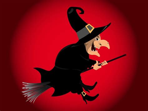 Fluing witch cartoon